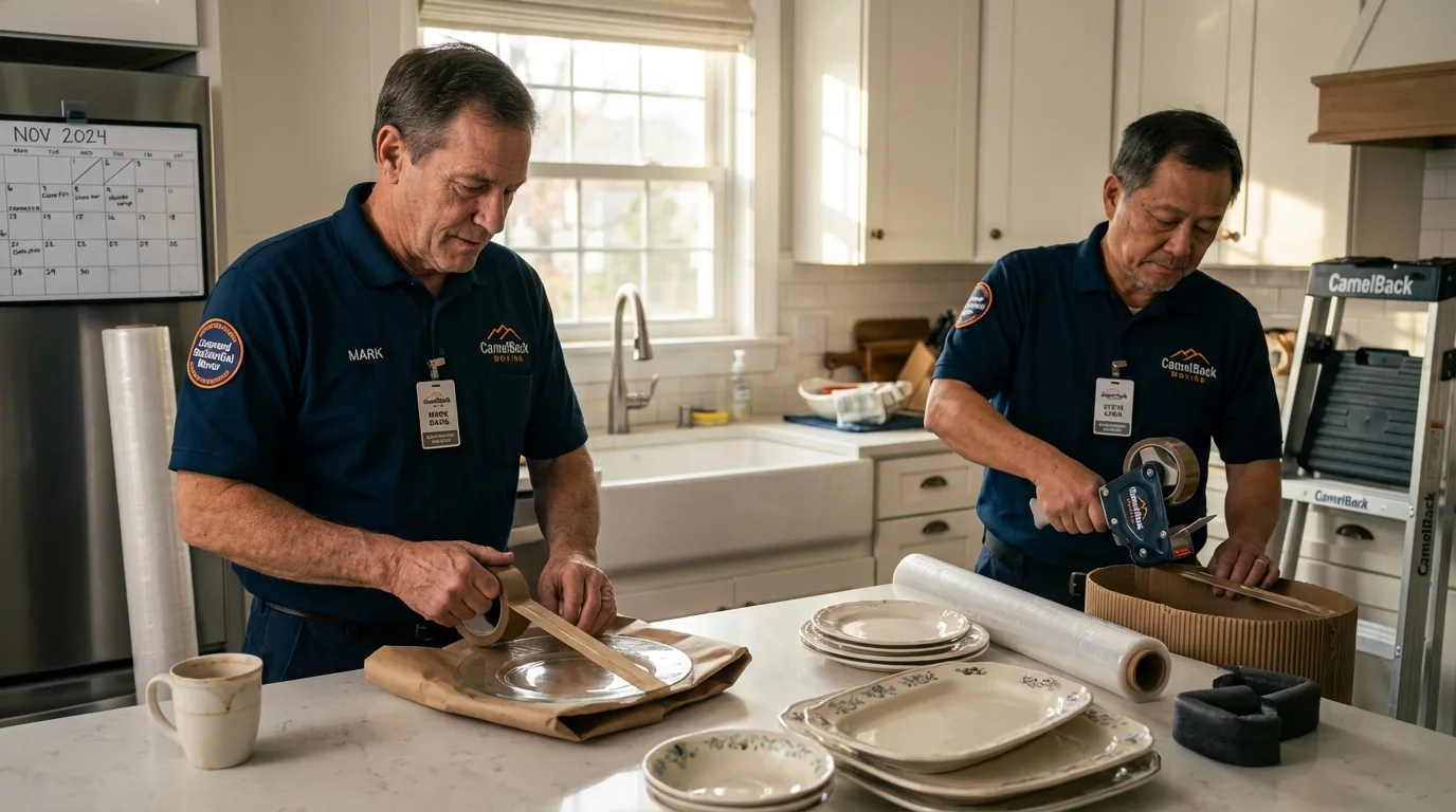 Professional crew packing kitchen dishware in Brookings, OR